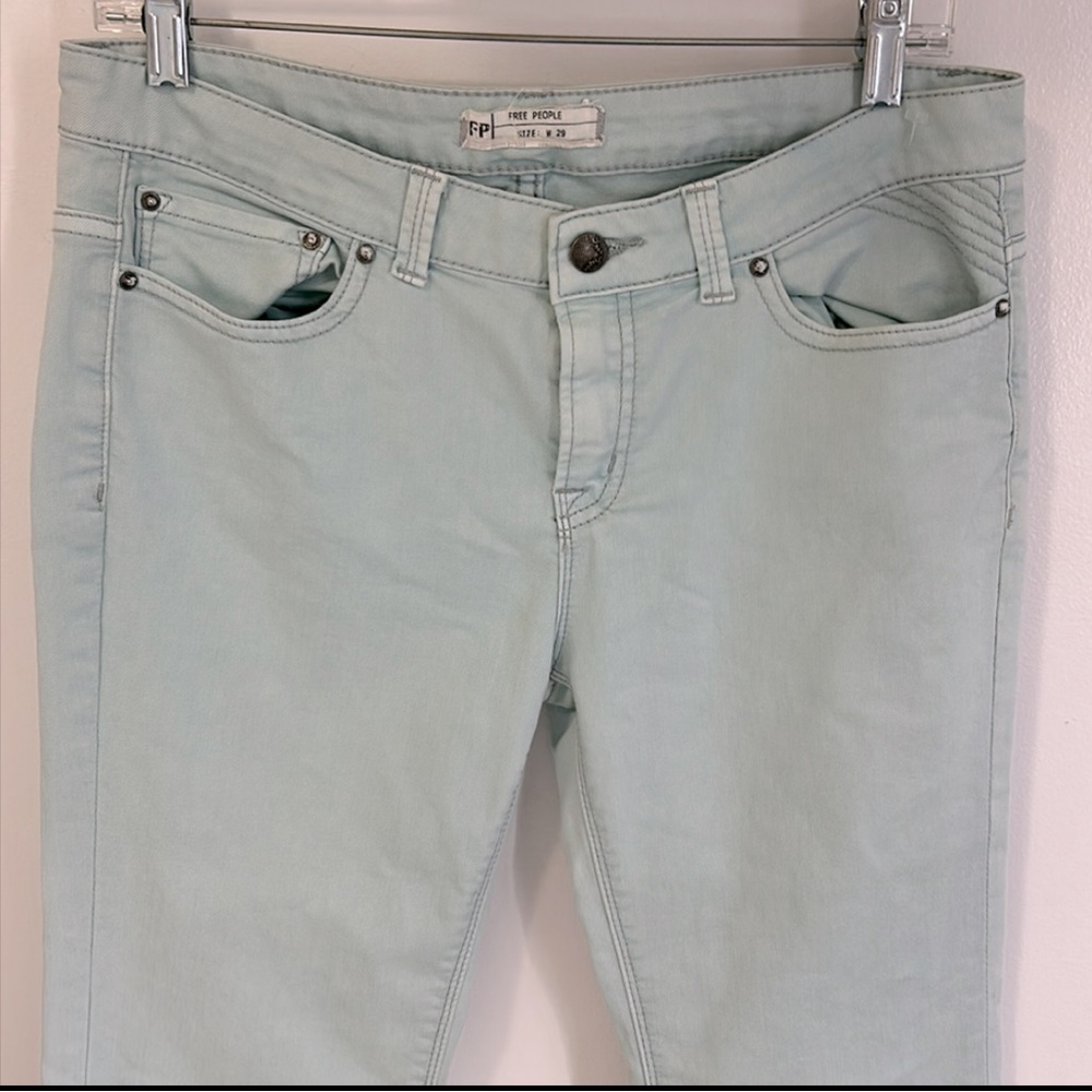 Free People Sky Blue Raw Hem Flare Jeans - Picture 3 of 6